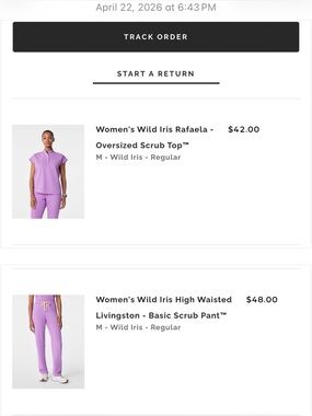 Wild Iris Women's Rafaela Oversized Scrub Top - Lavender Purple